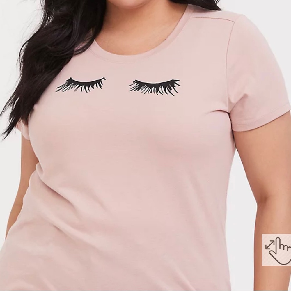 TORRID DUSTY PINK EYELASH CREW TEE